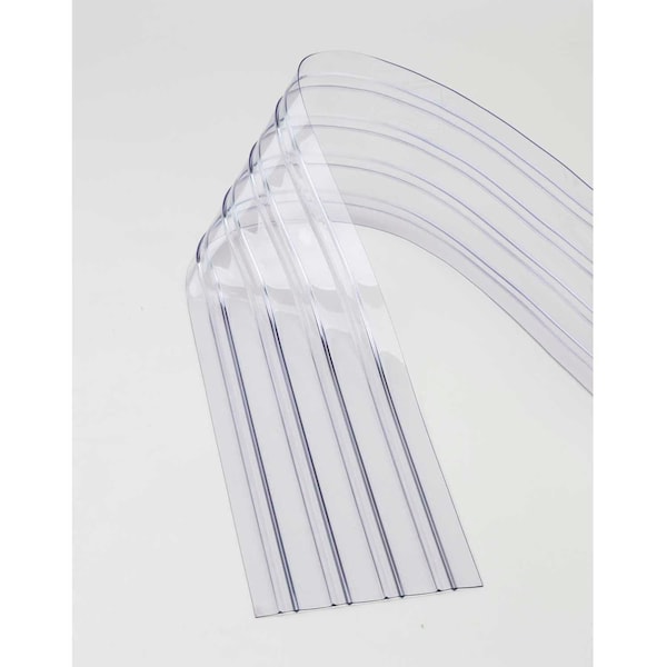 Replacement 12in x 8' Scratch Resistant Ribbed Clear Strip for Strip Curtains